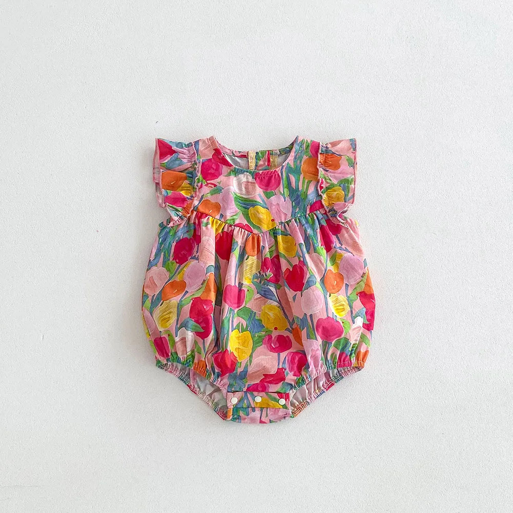 CosmiTots Summer Baby Bodysuit Tulip Print