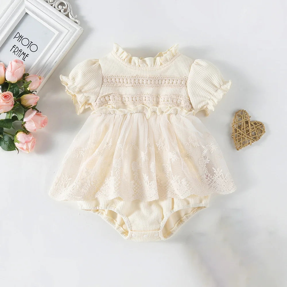 CosmiTots Lace Waffle Bodysuit for Baby Girls