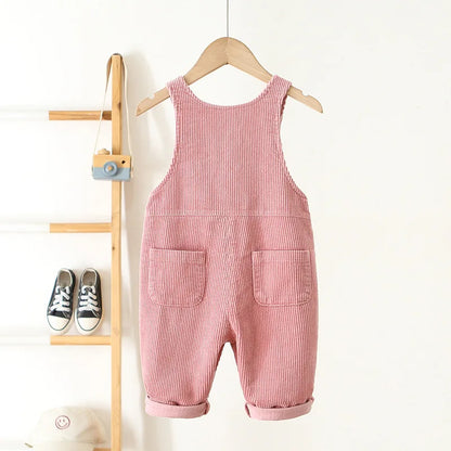 CosmiTots Heart Embroidery Corduroy Overalls