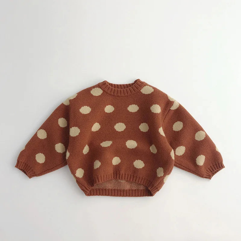 CosmiTots Vintage Polka Dot Knit Sweater for Kids 1-6Y