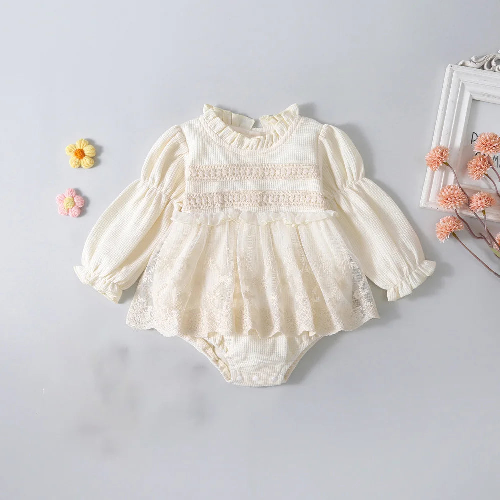 CosmiTots Lace Waffle Bodysuit for Baby Girls