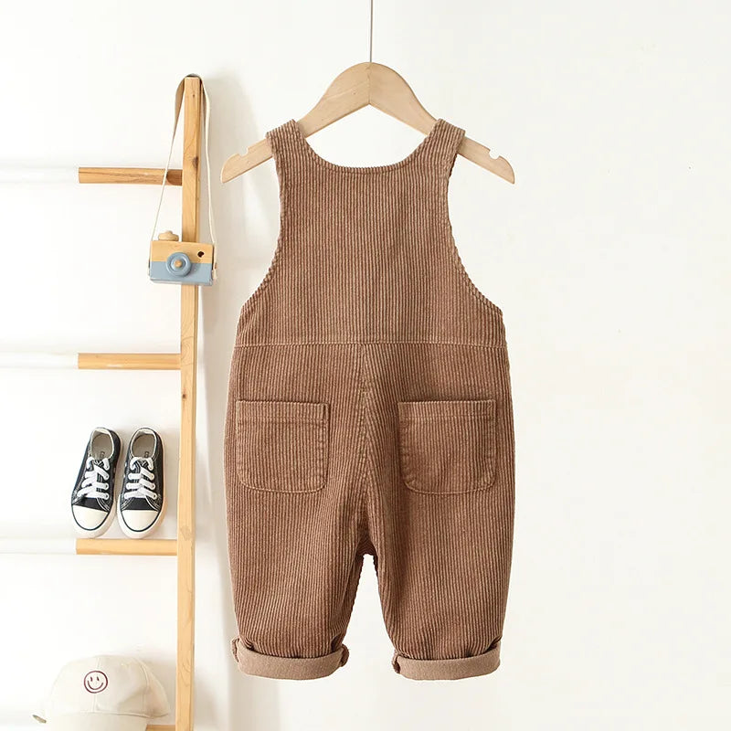 CosmiTots Heart Embroidery Corduroy Overalls