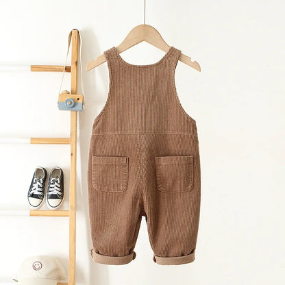 CosmiTots Heart Embroidery Corduroy Overalls