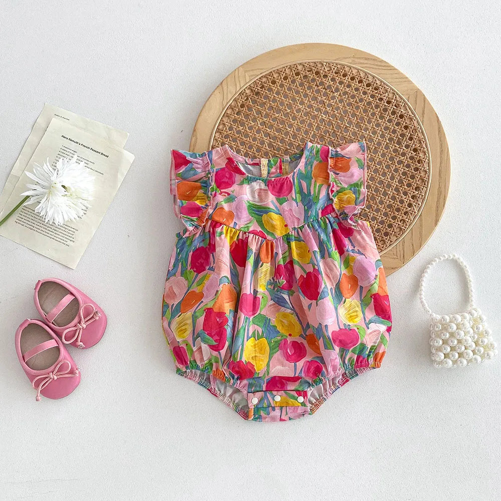 CosmiTots Summer Baby Bodysuit tulppaaniprintti