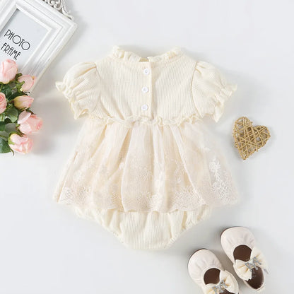 CosmiTots Lace Waffle Bodysuit for Baby Girls