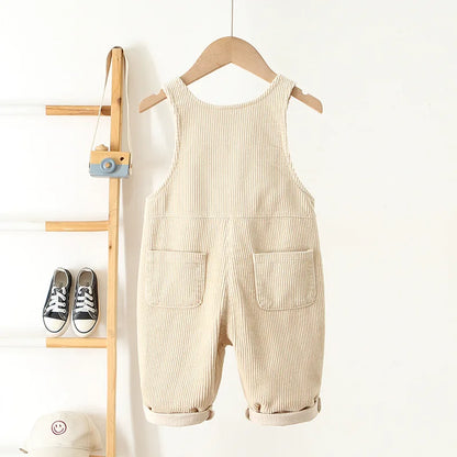 CosmiTots Heart Embroidery Corduroy Overalls