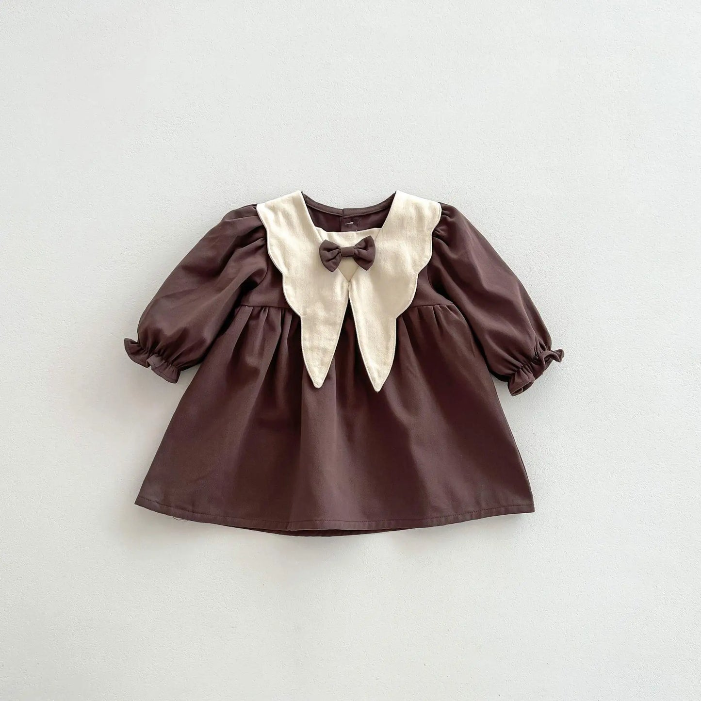 CosmiTots  Retro Ruffle Princess Dress with Bow for Baby Girls