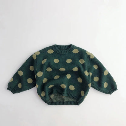 CosmiTots Vintage Polka Dot Knit Sweater for Kids 1-6Y