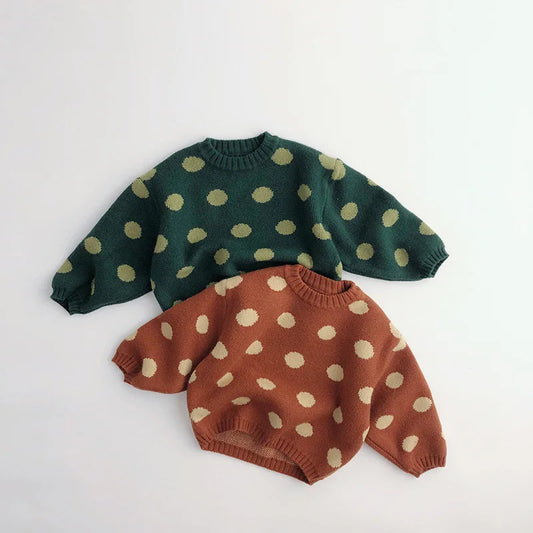 Pull en tricot à pois vintage CosmiTots pour enfants de 1 à 6 ans