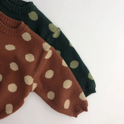 CosmiTots Vintage Polka Dot Knit Sweater for Kids 1-6Y