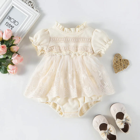 CosmiTots Lace Waffle Bodysuit for Baby Girls