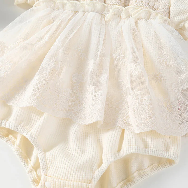 CosmiTots Lace Waffle Bodysuit for Baby Girls